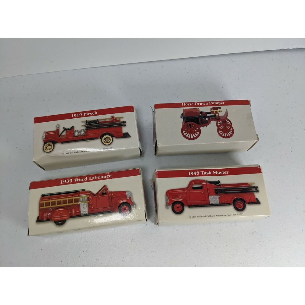 Vintage Readers Digest 4 Fire Engines Horse Drawn Pumper Pirsch Ward Task Master